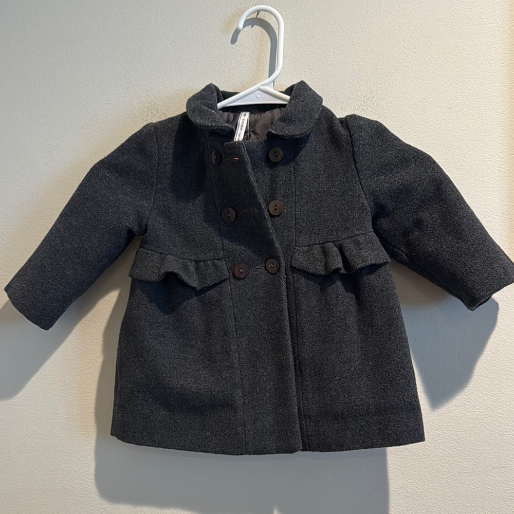 Mayoral Chic Gray Wool Pea Coat Classic Design 9 Months